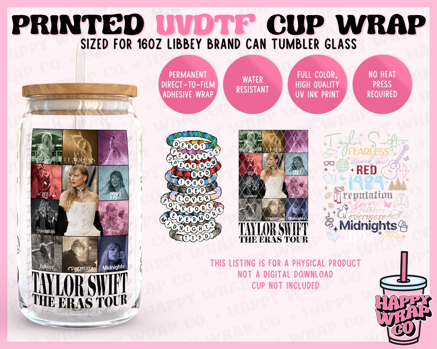 TS 11 Eras - UVDTF Beer Can Glass Wrap (Ready-to-Ship) (Single-Sided)