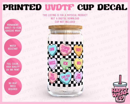 Anti-Valentines Day Hearts - UVDTF Cup Decal (Ready-to-Ship)