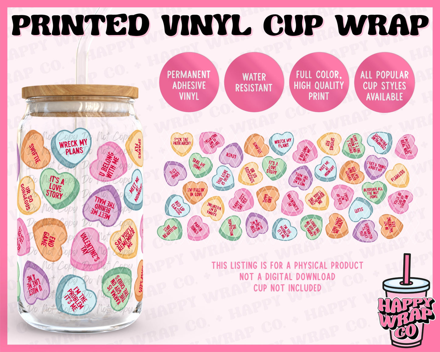 TS Conversation Hearts (Classic) - Vinyl Beer Can Glass Wrap