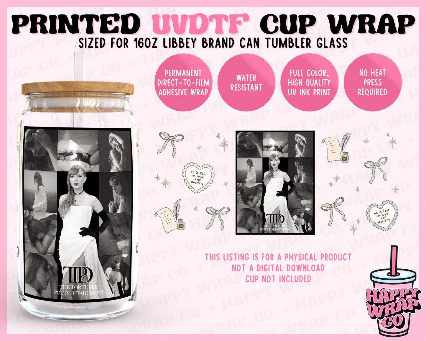 In My TTPD Era - UVDTF Beer Can Glass Wrap (Ready-to-Ship)
