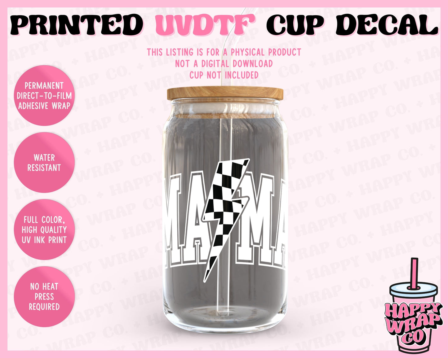 Mama Lightning Bolt - UVDTF Cup Decal (Ready-to-Ship)