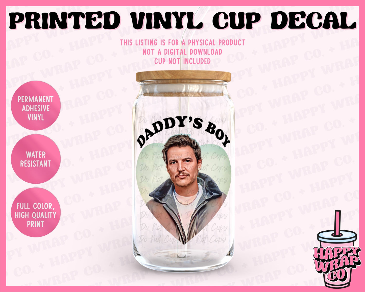 Daddy's Boy Pedro Pascal - Vinyl Cup Decal