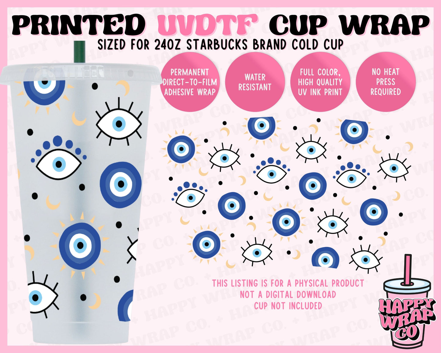 Evil Eye - UVDTF Cold Cup Wrap (Ready-to-Ship)