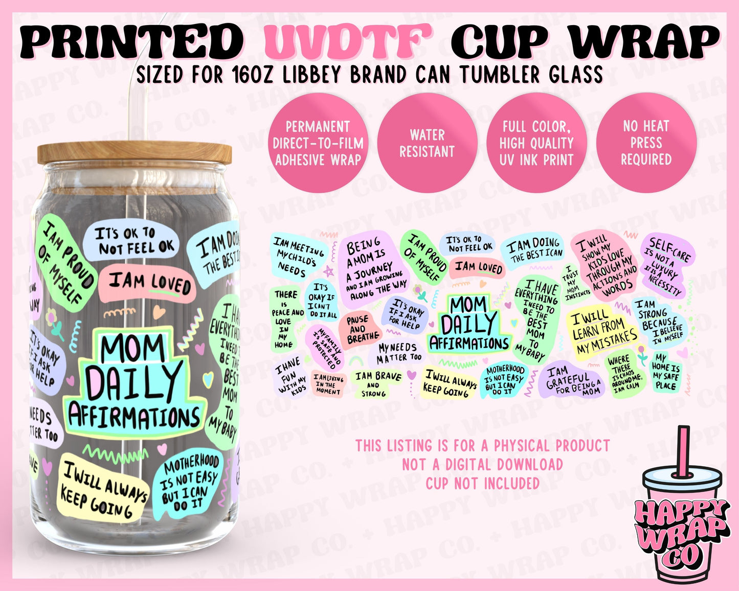 Mom Daily Affirmations - UVDTF Beer Can Glass Wrap (Ready-to-Ship)