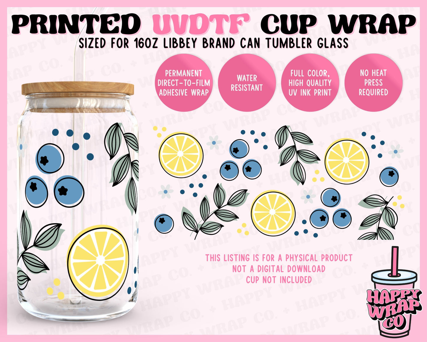 Blueberry Lemonade - UVDTF Beer Can Glass Wrap (Ready-to-Ship)