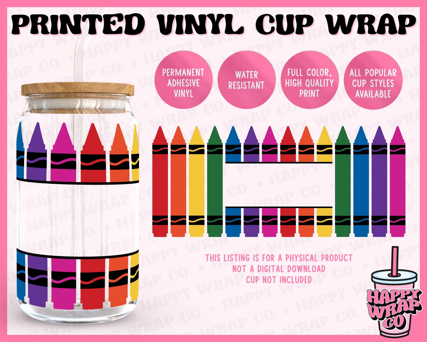 Monogram Crayons - Vinyl Beer Can Glass Wrap