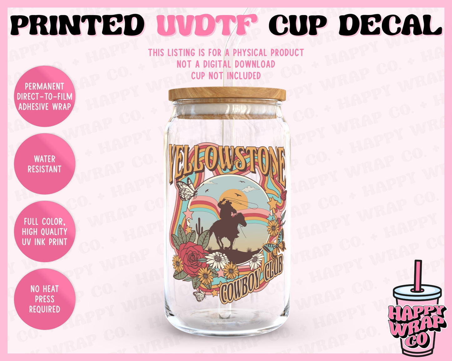 Yellowstone Cowboy Club - UVDTF Cup Decal (Ready-to-Ship)