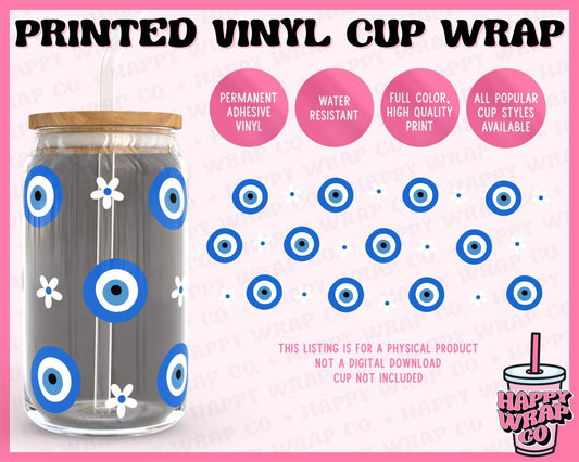 Evil Eye Daisies - Vinyl Beer Can Glass Wrap