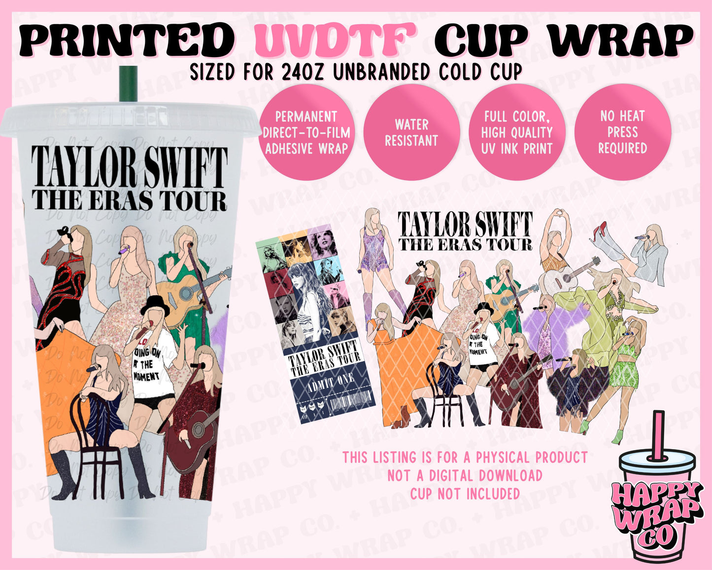 TS Eras Tour - UVDTF Unbranded Cold Cup Wrap (Ready-to-Ship)