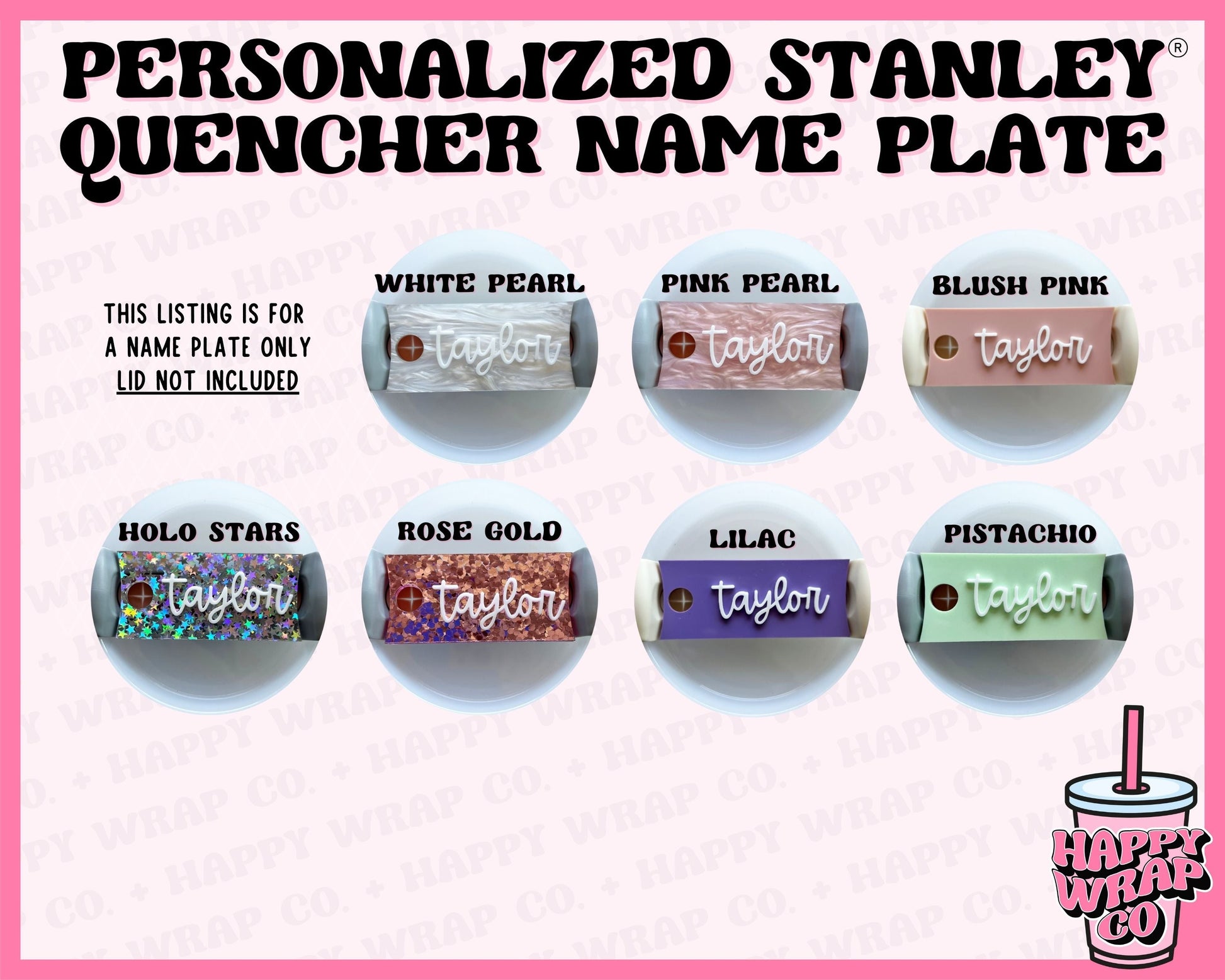 40oz. & 64oz. Personalized Stanley Quencher H2.0 Lid Name Plate – Happy  Wrap Co.