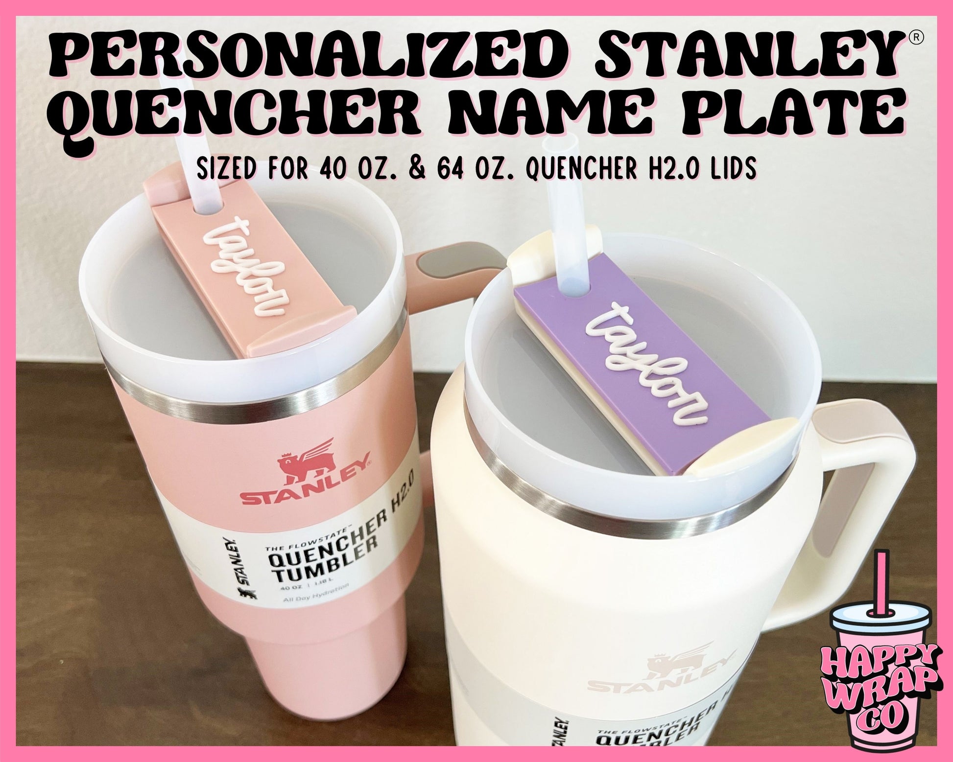 40oz. & 64oz. Personalized Stanley Quencher H2.0 Lid Name Plate