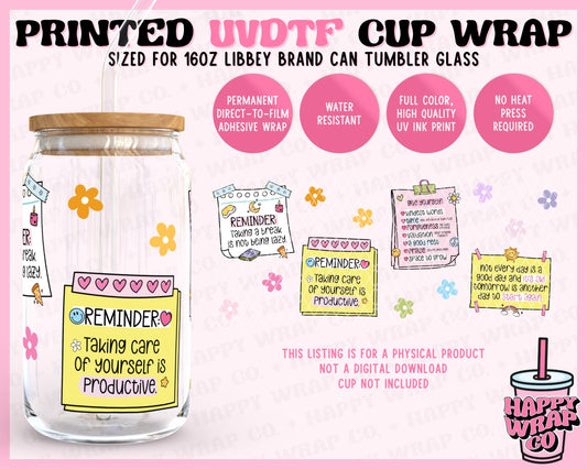 Mental Health Reminders - UVDTF Beer Can Glass Wrap (Ready-to-Ship)