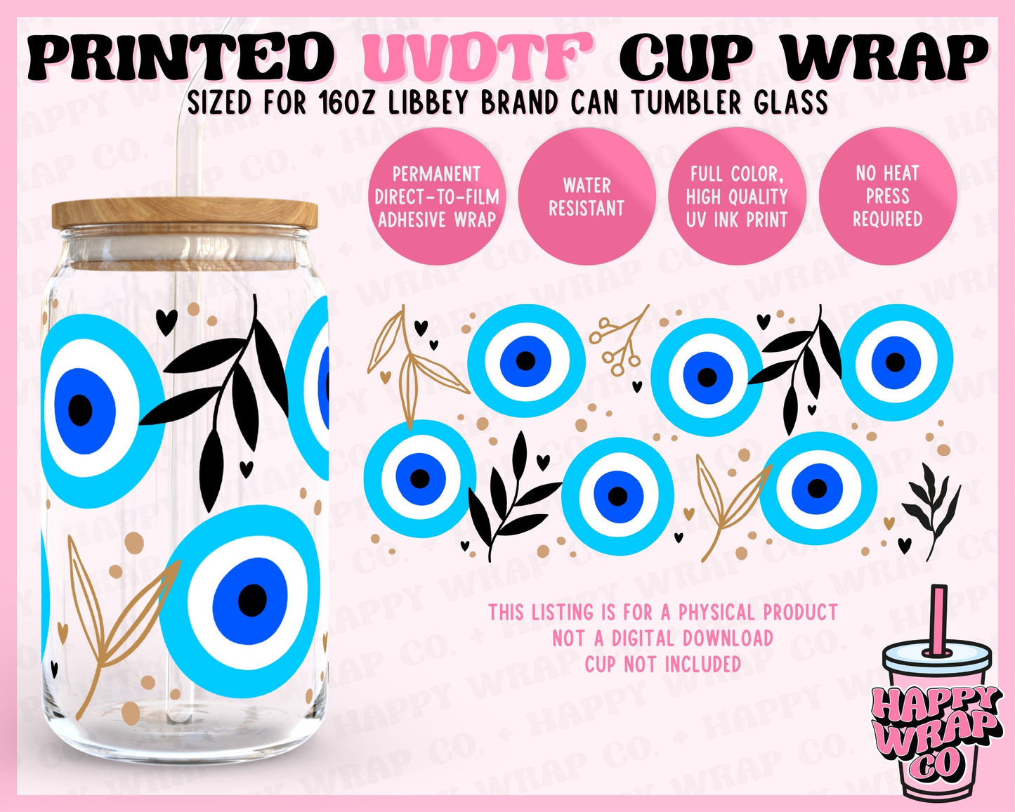 Evil Eye - UVDTF Beer Can Glass Wrap (Ready-to-Ship)