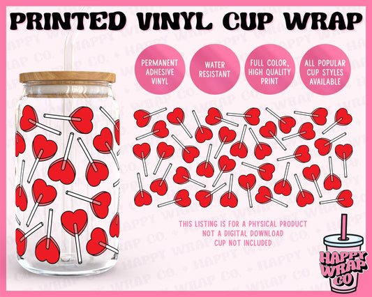 Heart Lollipops - Vinyl Beer Can Glass Wrap