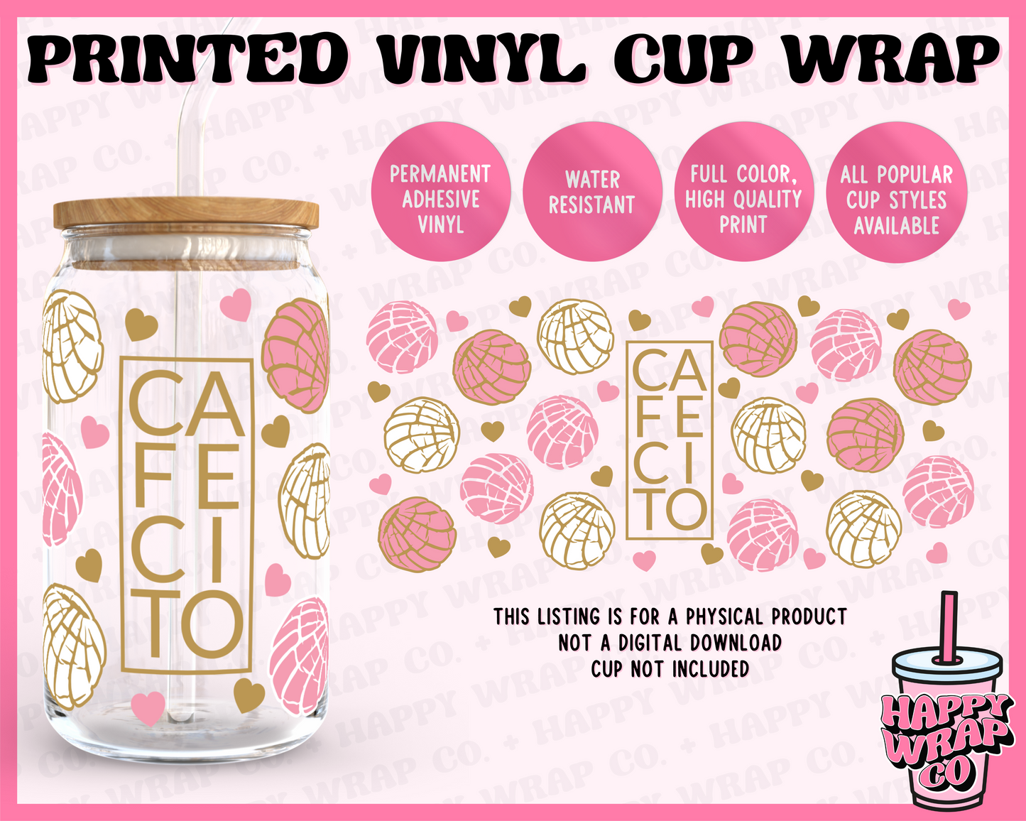 Cafecito - Vinyl Beer Can Glass Wrap – Happy Wrap Co.