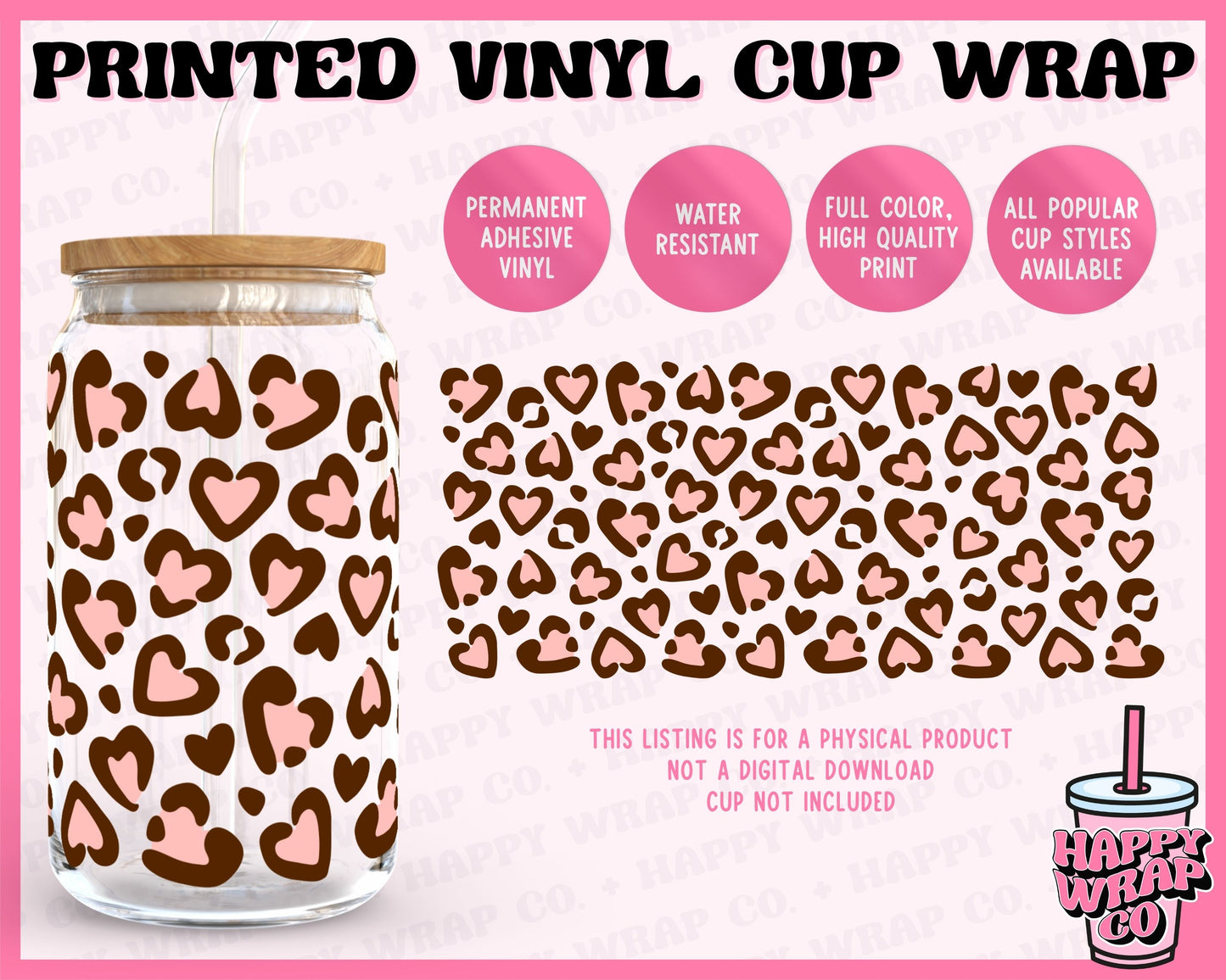 Cheetah Hearts - Vinyl Cup Wrap