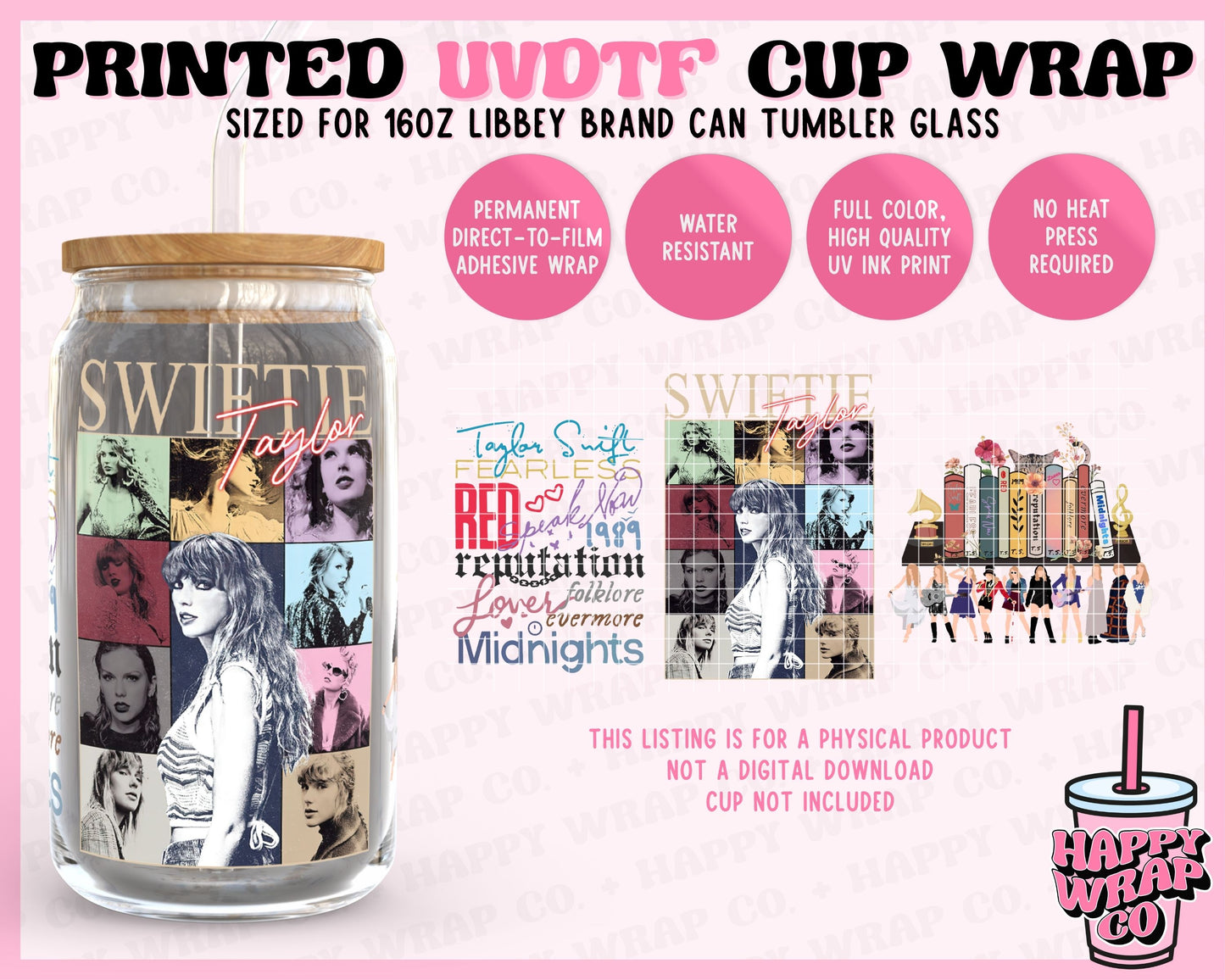 Taylor Swiftie - UVDTF Beer Can Glass Wrap (Ready-to-Ship) – Happy Wrap Co.